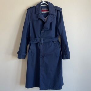 Vintage 80s navy blue The Bay brand men's trench coat size Medium